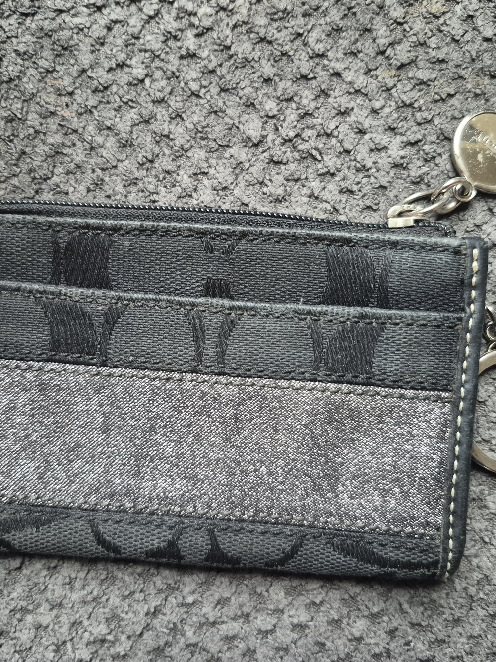 Coach Black Signature Zip Card Case with Key Ring - Picture 2 of 5